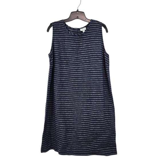 J. Jill Women's 100% Linen Sleeveless Horizontal Stripe A-line Top - M - Picture 1 of 8